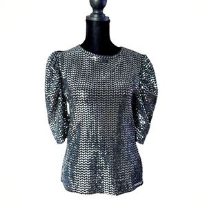 Sequin Puff Sleeved Blouse